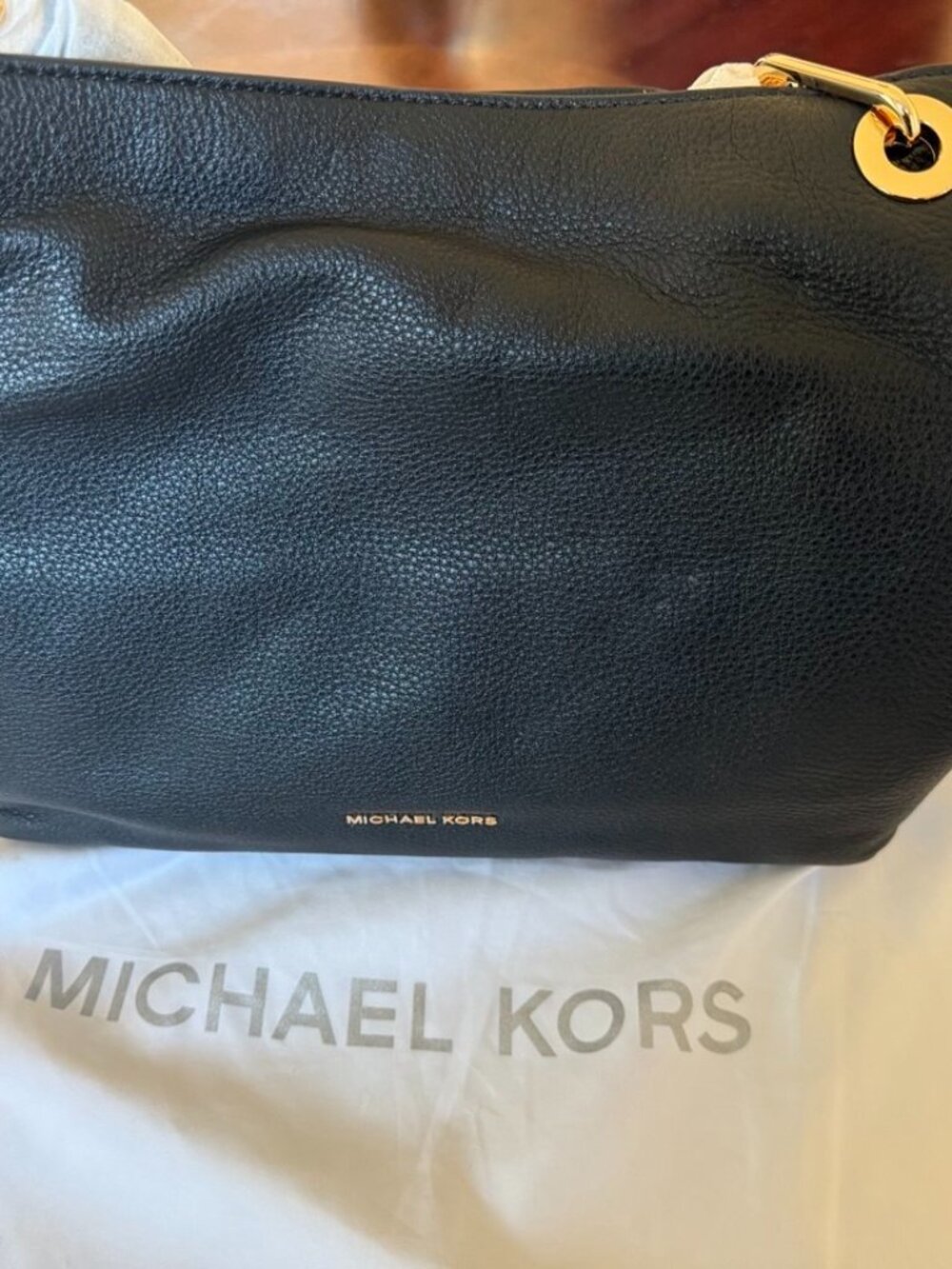 NWT Michael Kors Raven Large Leather Shoulder Tote Black Bag DustBag